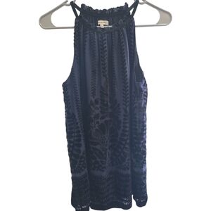 Max Studio Midnight Blue Velvet Blouse SZ S